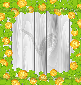 Border with shamrocks and golden coins for St. - vector image