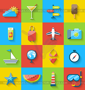 Flat modern design set icons of travel on holiday - vector image