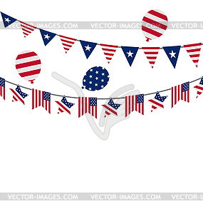 Hanging Bunting pennants for Independence Day USA, - color vector clipart