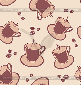 Бесшовные с чашки кофе и бобов - клипарт