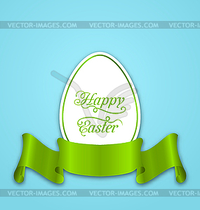 Label with ribbon as Easter paper egg - royalty-free vector clipart