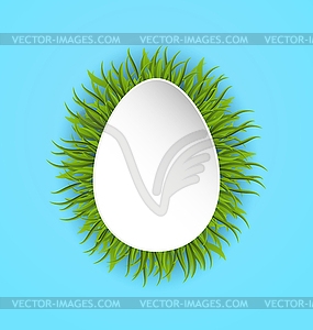 Happy Easter paper card in form egg with green - vector clip art