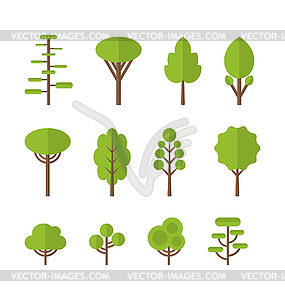 Collection set flat icons tree, garden bush - vector clip art