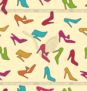 Seamless Texture with Colorful Women Footwear - royalty-free vector clipart