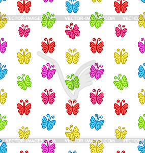 Seamless Pattern with Multicolored Butterflies - vector clip art