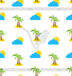 Abstract Seamless Pattern with Tropical Palm - color vector clipart