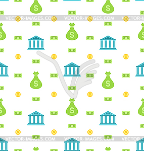 Бесшовные шаблон с банковского учреждения, банка - иллюстрация в векторном формате