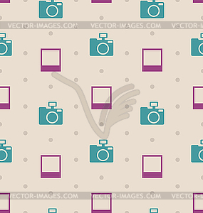 Ретро бесшовных текстур с снимками и фотокамеры, - стоковое векторное изображение