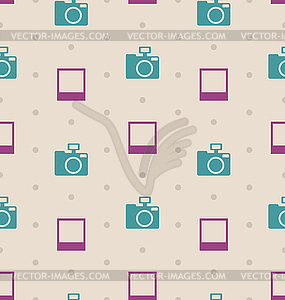 Retro Seamless Texture with Snapshots and Cameras, - vector image