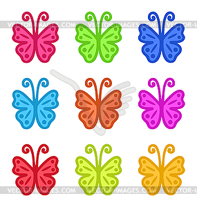 Set of Colorful Butterflies - vector image