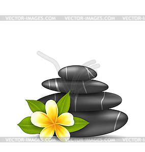 Frangipani Flower (plumeria) and Pyramid Zen Spa - vector clip art