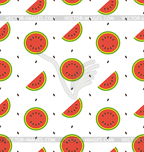 Seamless Pattern with Slices and Seeds Of Watermelon - vector clipart