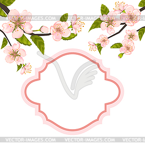 Spring Elegant Card with Blossoming Tree Branches - vector clip art