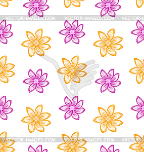 Summer Seamless Pattern with Colorful Flowers - vector clip art