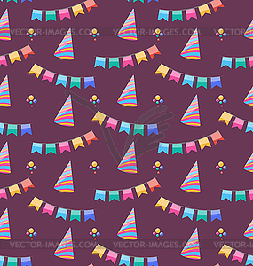 Seamless Holiday Pattern with Colorful Buntings - vector clipart