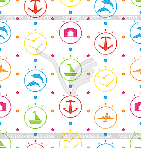 Travel Seamless Pattern with Colorful Elements - vector clipart