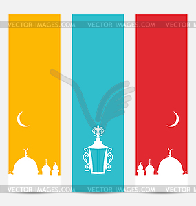 Set Colorful Banners with Symbols for Ramadan Kareem - vector clipart