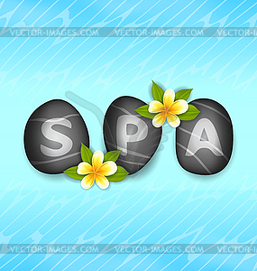 Lettering Spa Made ​​of Stones and Frangipani Flo - vector clip art