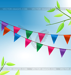 Background with Buntings Flags Garlands - vector clip art