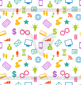 Seamless Pattern with Business and Financial Icons - vector image