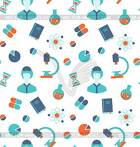 Seamless Pattern with Chemical and Medical Objects - color vector clipart