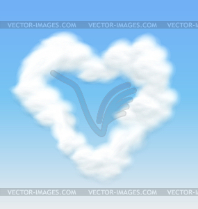 Clouds Shaped Heart Border Blue Sky - vector clip art