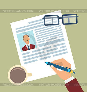 Concept of Resume Writing, Flat Simple Icons - vector clipart