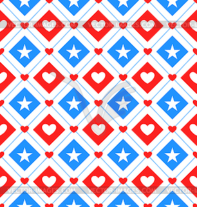 Seamless Texture Star and Heart - vector image