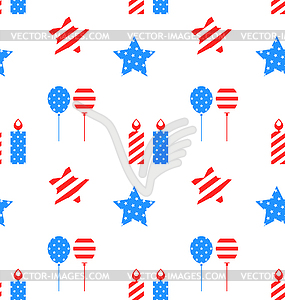 Seamless Texture with Objects for Independence Day - vector clipart