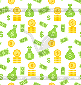 Seamless Texture with Money Bag - vector clip art