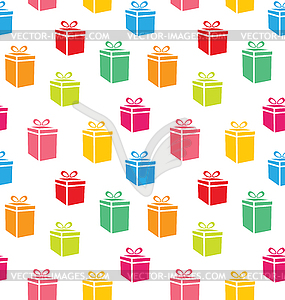 Seamless Pattern of Colorful Simple Gift Boxes - vector clipart