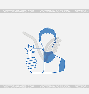 Selfie Guy on Smartphone - vector clip art