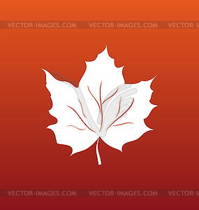 Кленовый лист на оранжевом фоне - векторизованное изображение