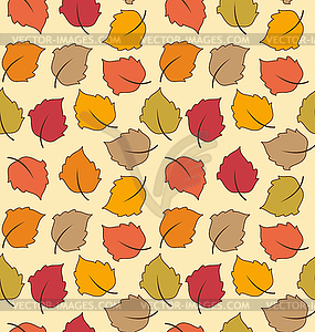 Seamless Texture of Autumn Leaves, Bright Background - vector clip art