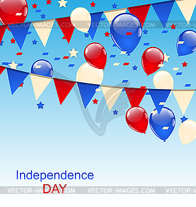 American Greeting Card with Balloons and Bunting - vector clip art