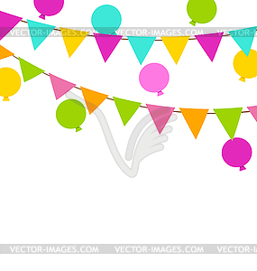 Simple Multicoloredl Buntings Flags and Balloons - vector clipart