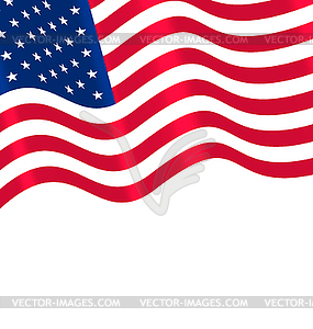 Flags USA Waving Wind and Ribbon - vector clipart