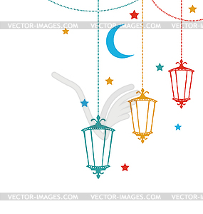 Celebration Cute Card for Ramadan Kareem - color vector clipart