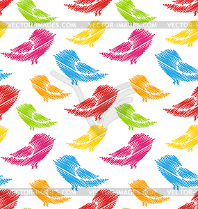 Seamless Pattern with Abstract Colorful Birds - vector image