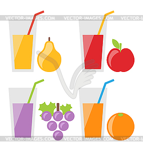 Set of Fresh Fruit Juices - vector image