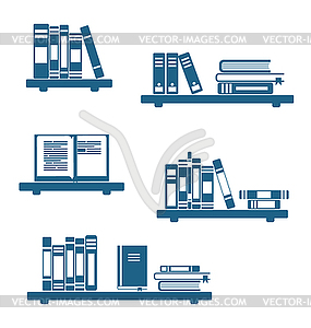 Books on Bookshelves - royalty-free vector clipart
