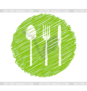 Зеленый вегетарианский ресторан Войти - клипарт в векторном виде