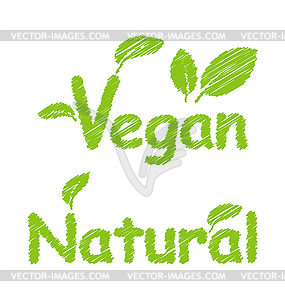 Vegan and Natural Green Texts - vector clipart