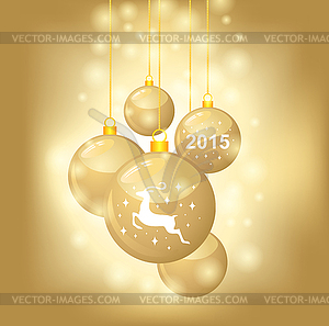 Рождественская открытка с золотыми шарами украшена пальто 201 - иллюстрация в векторе