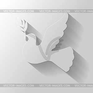Flat icon of dove with branch - vector clip art
