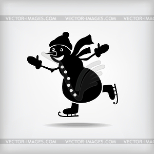 Snowman skater - vector EPS clipart