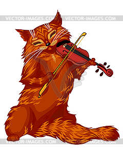 Cartoon cat violinist - vector image