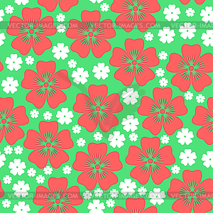 Pink and white flowers pattern seamless - vector clip art