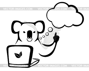 Koala with laptop - vector image