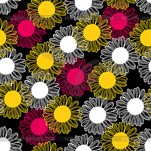 Pink, yellow and white chrysanthemums flowers - vector clip art